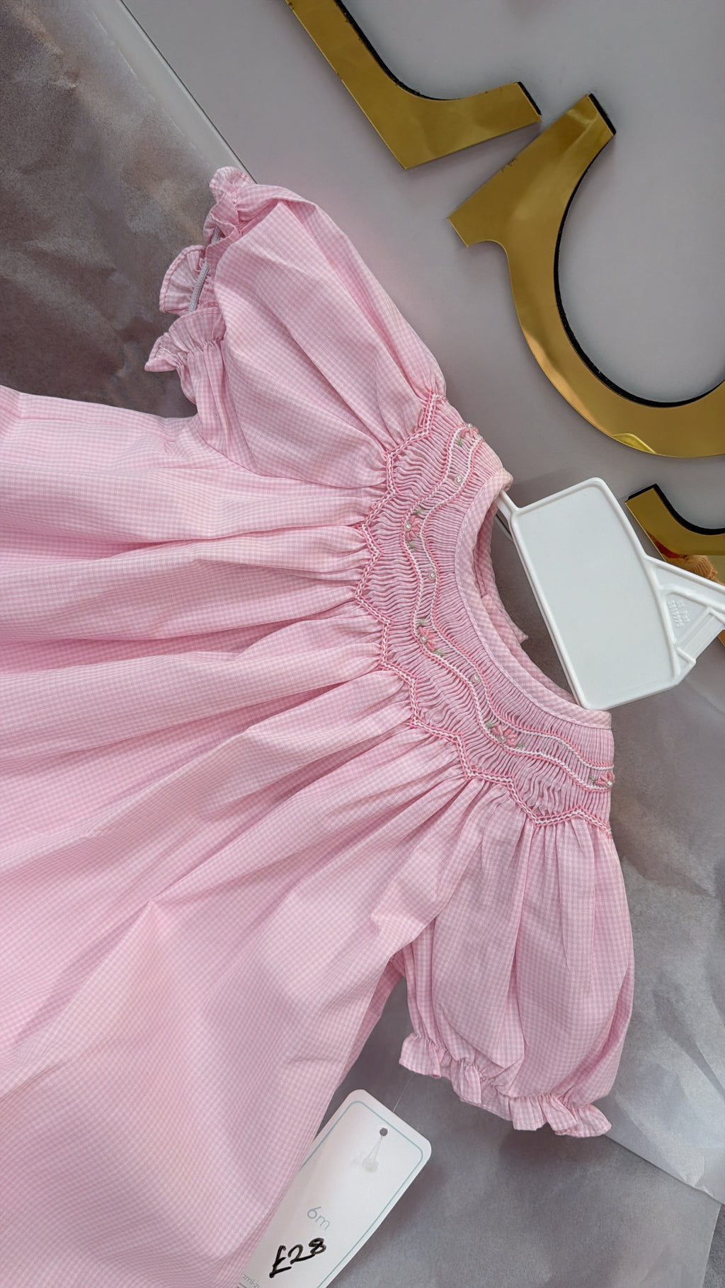 Pink smocked day Dress
