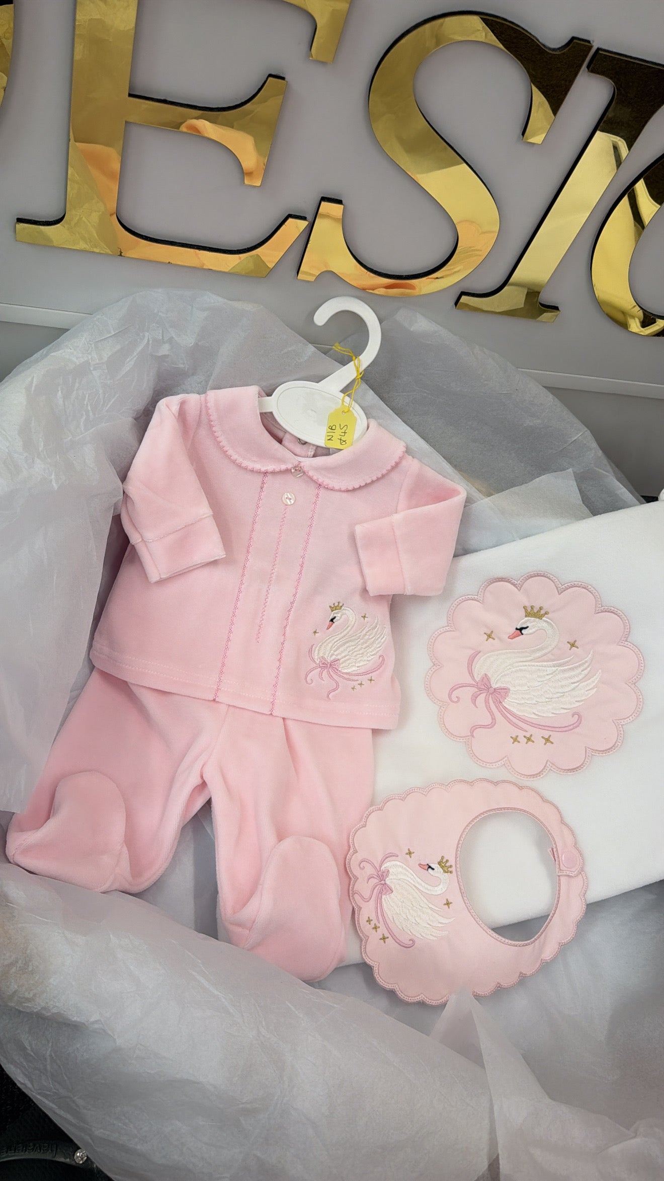 Swan outfit and bib (blanket sold separately)