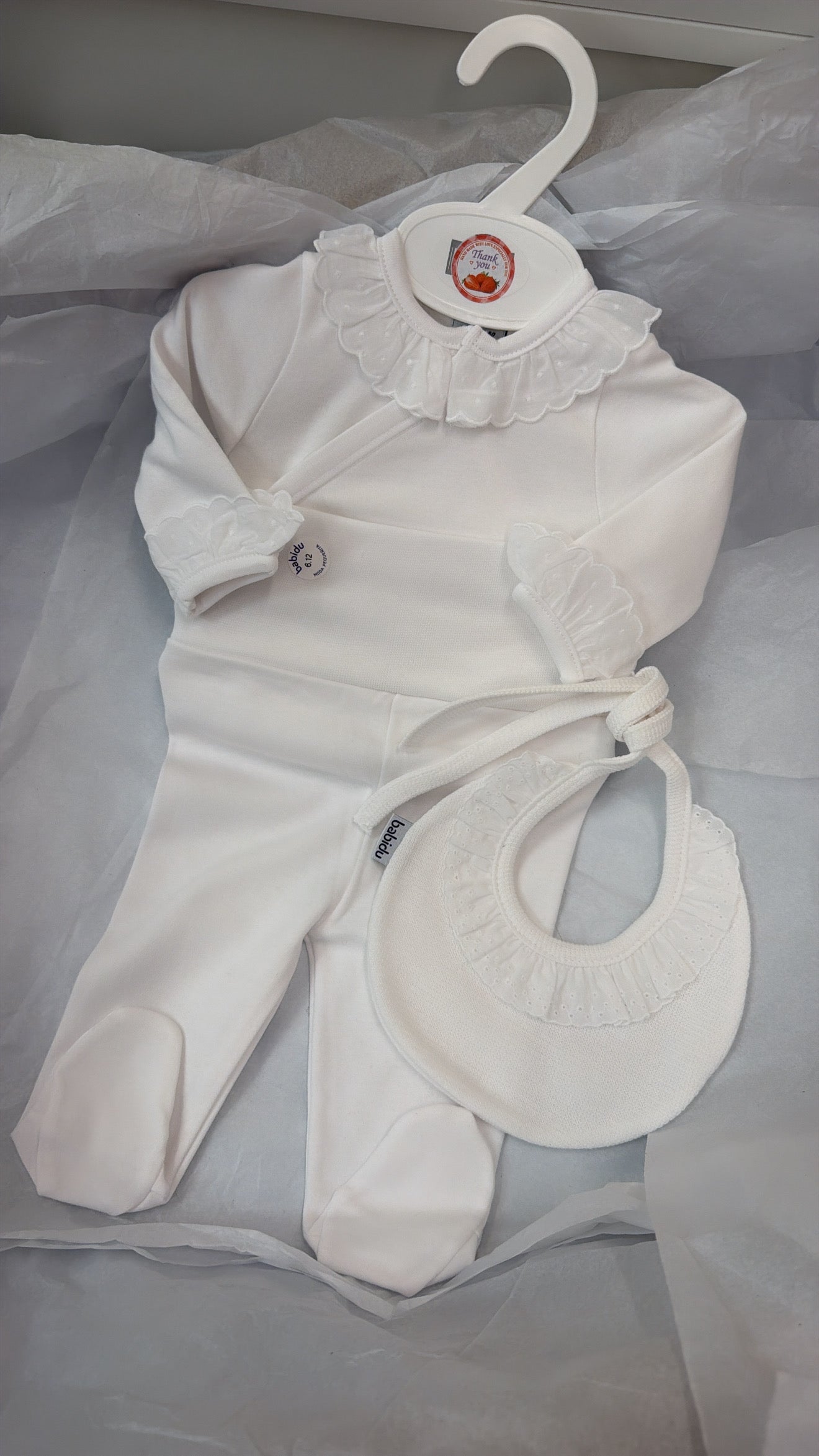 White Babidu set&bib