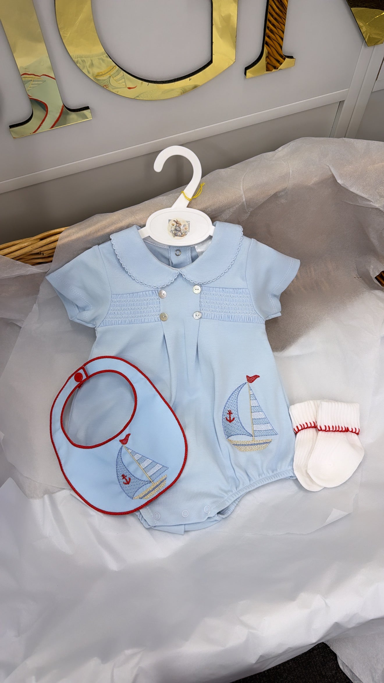 sailboat romper & socks