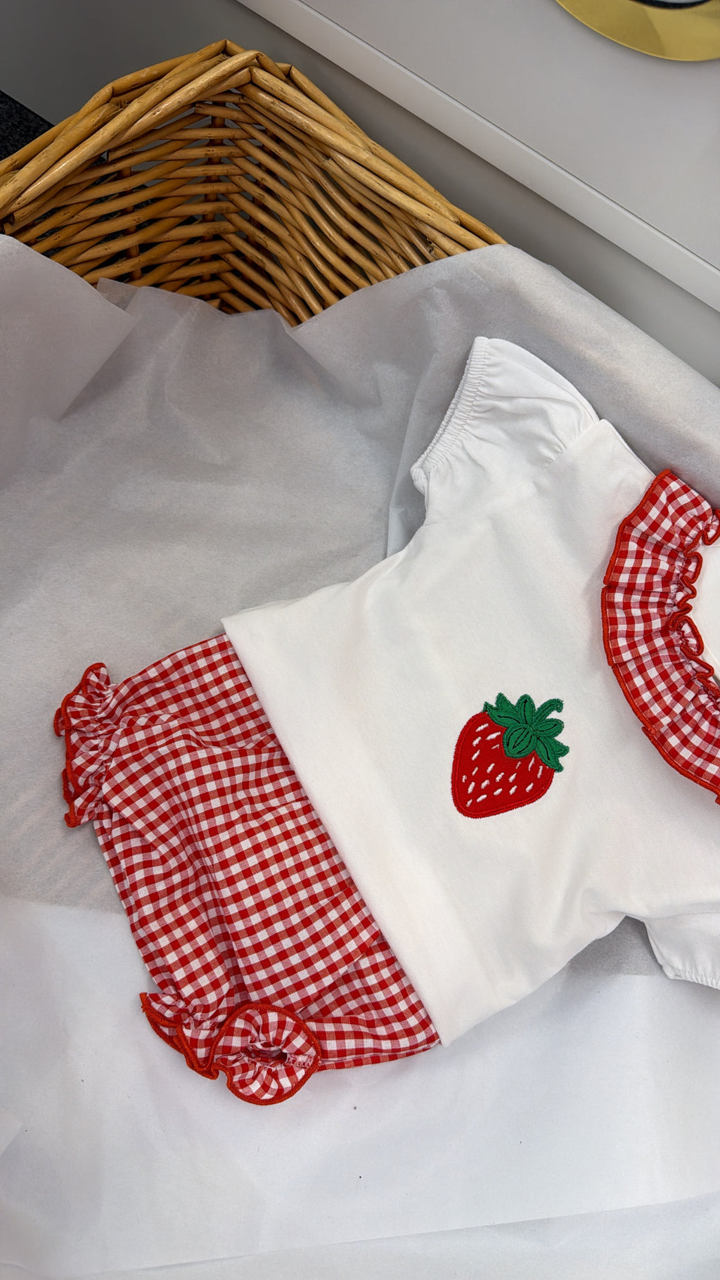Strawberry gingham pant set