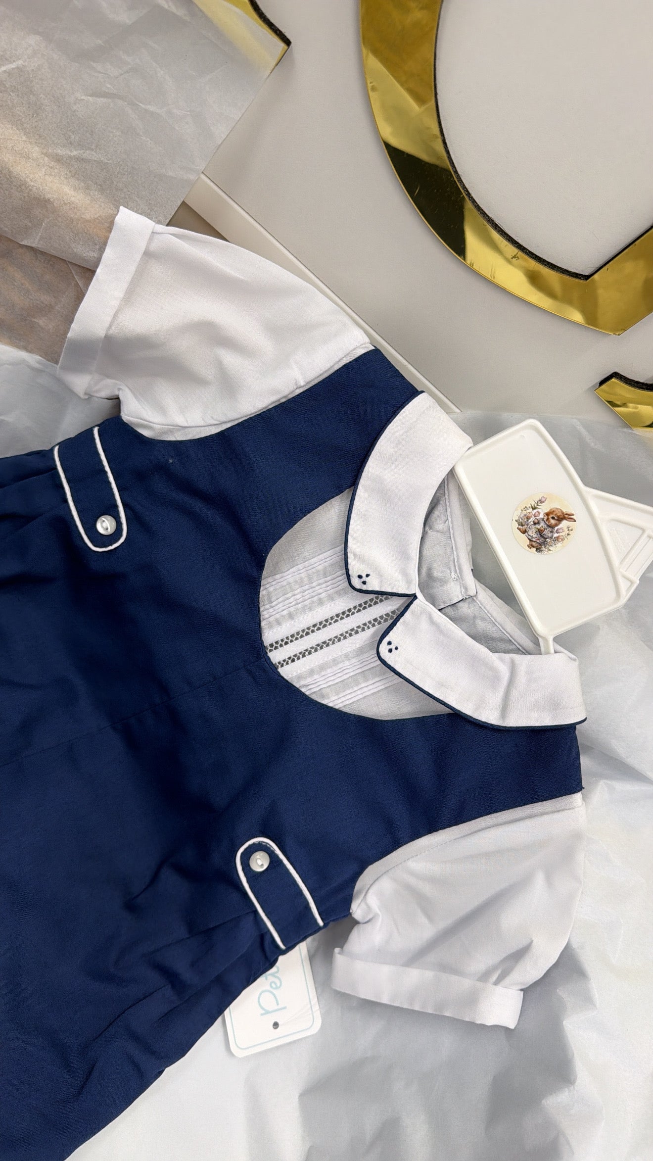Navy romper and shirt set