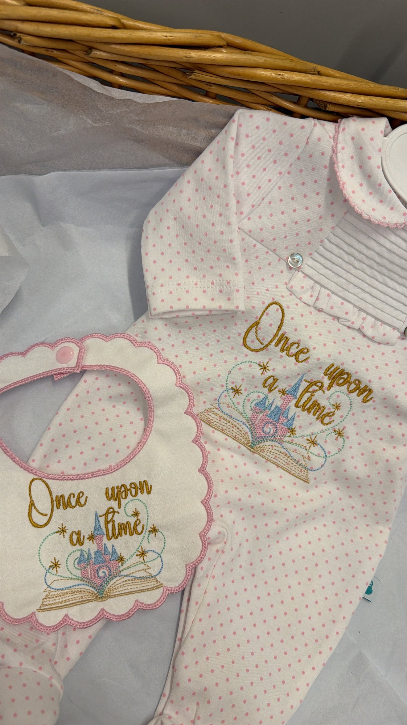 Once upon a time babygrow and bib set ( blanket sold separately)