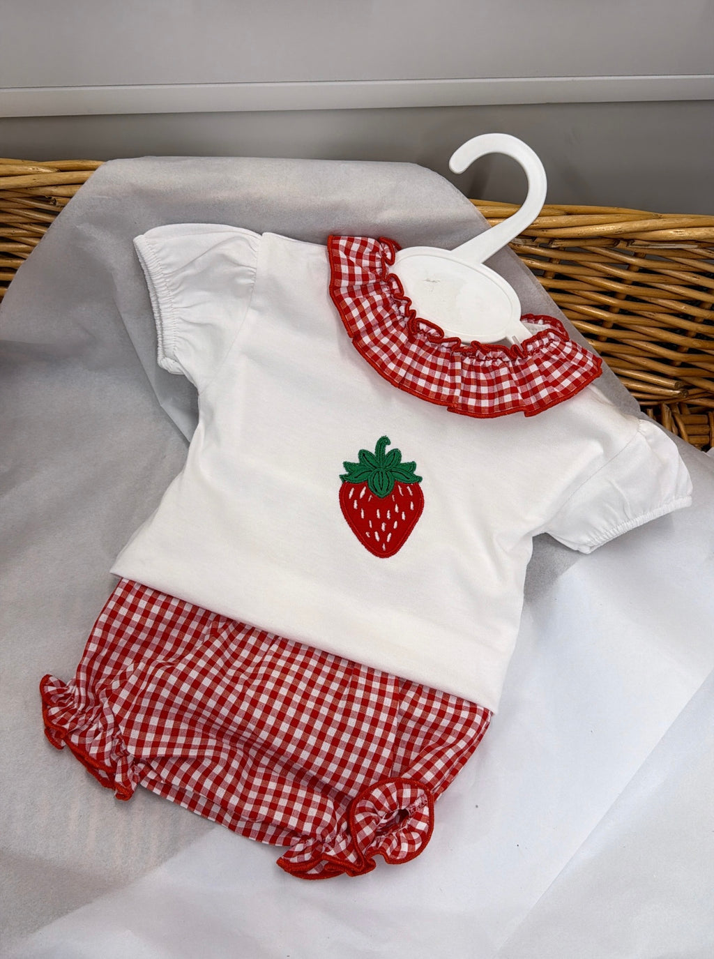 Strawberry gingham pant set
