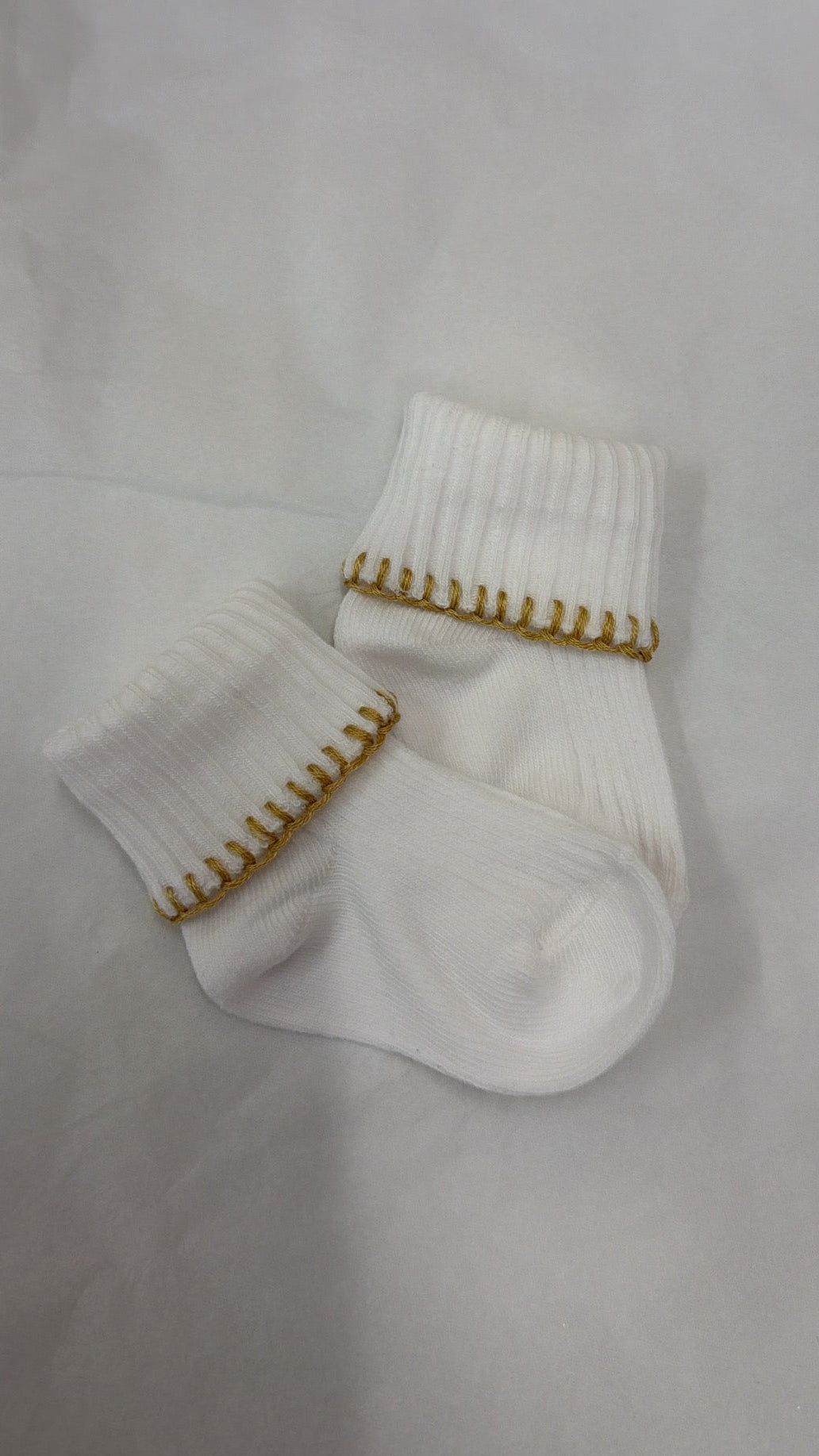 Beige hand embroidered socks