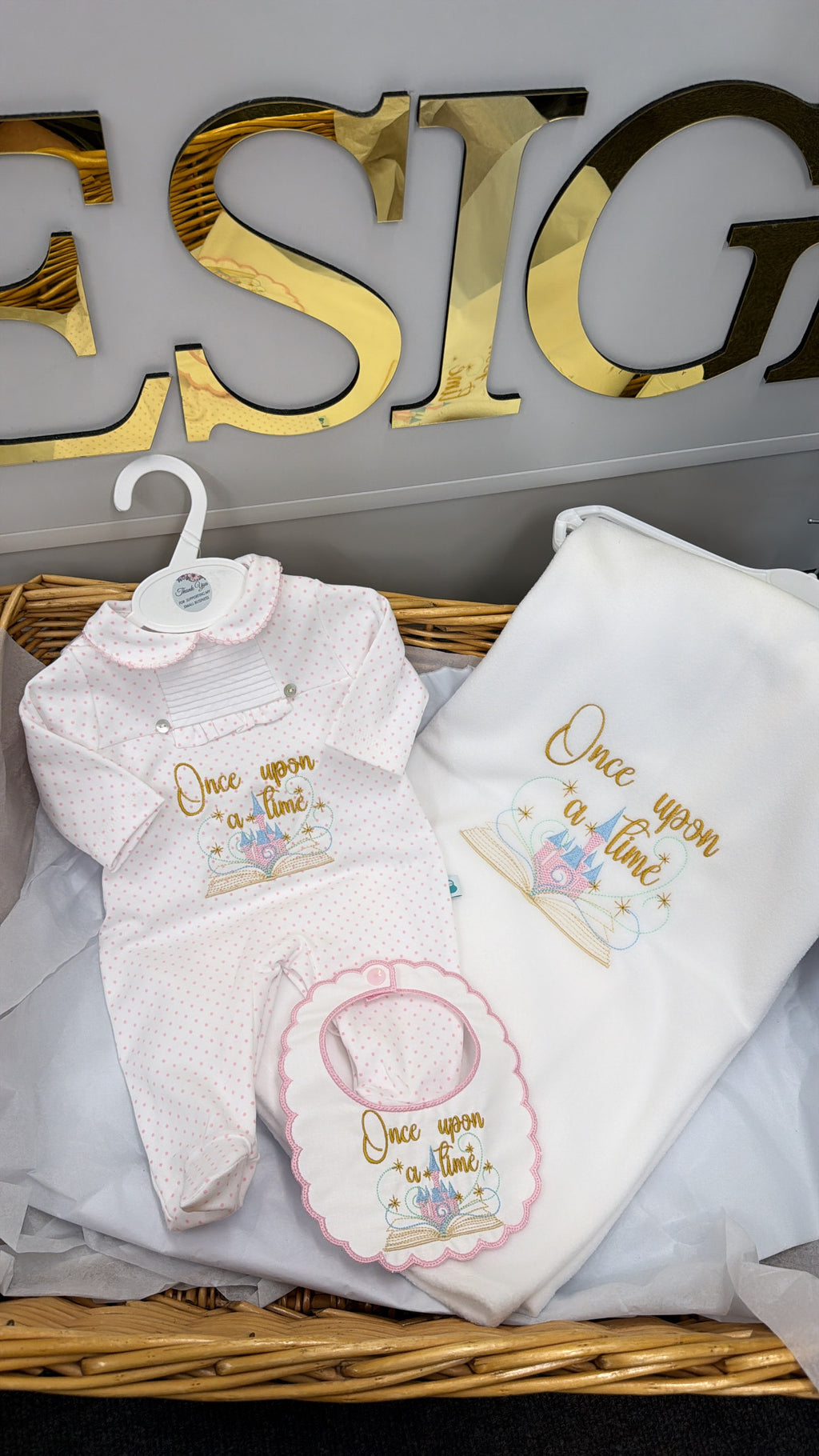 Once upon a time babygrow and bib set ( blanket sold separately)
