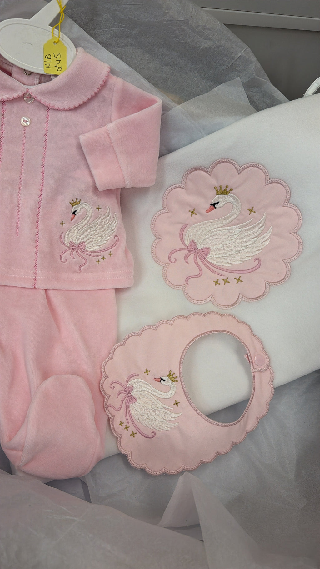 Swan outfit and bib (blanket sold separately)