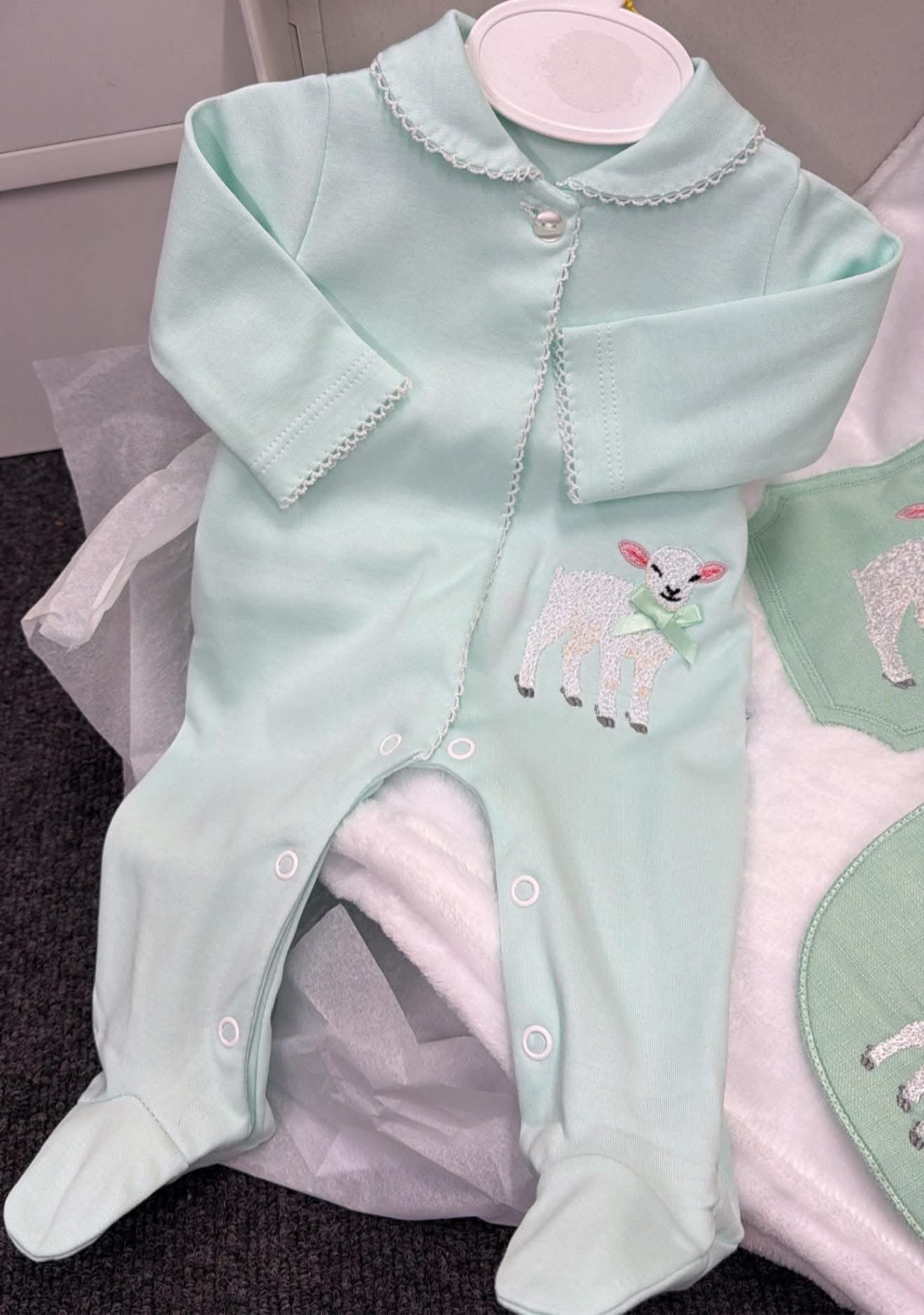 Mint Green Lamb Baby Grow Set ( blanket sold separately)