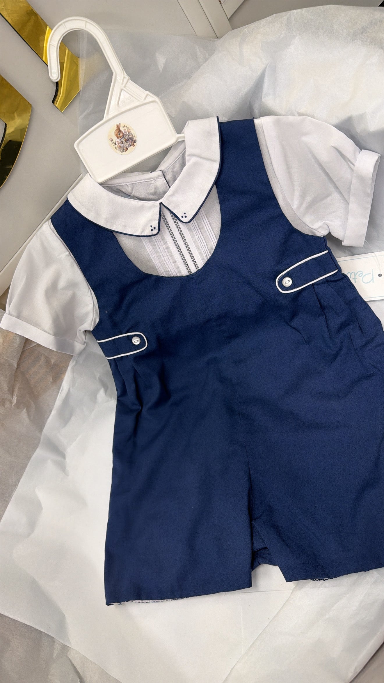 Navy romper and shirt set