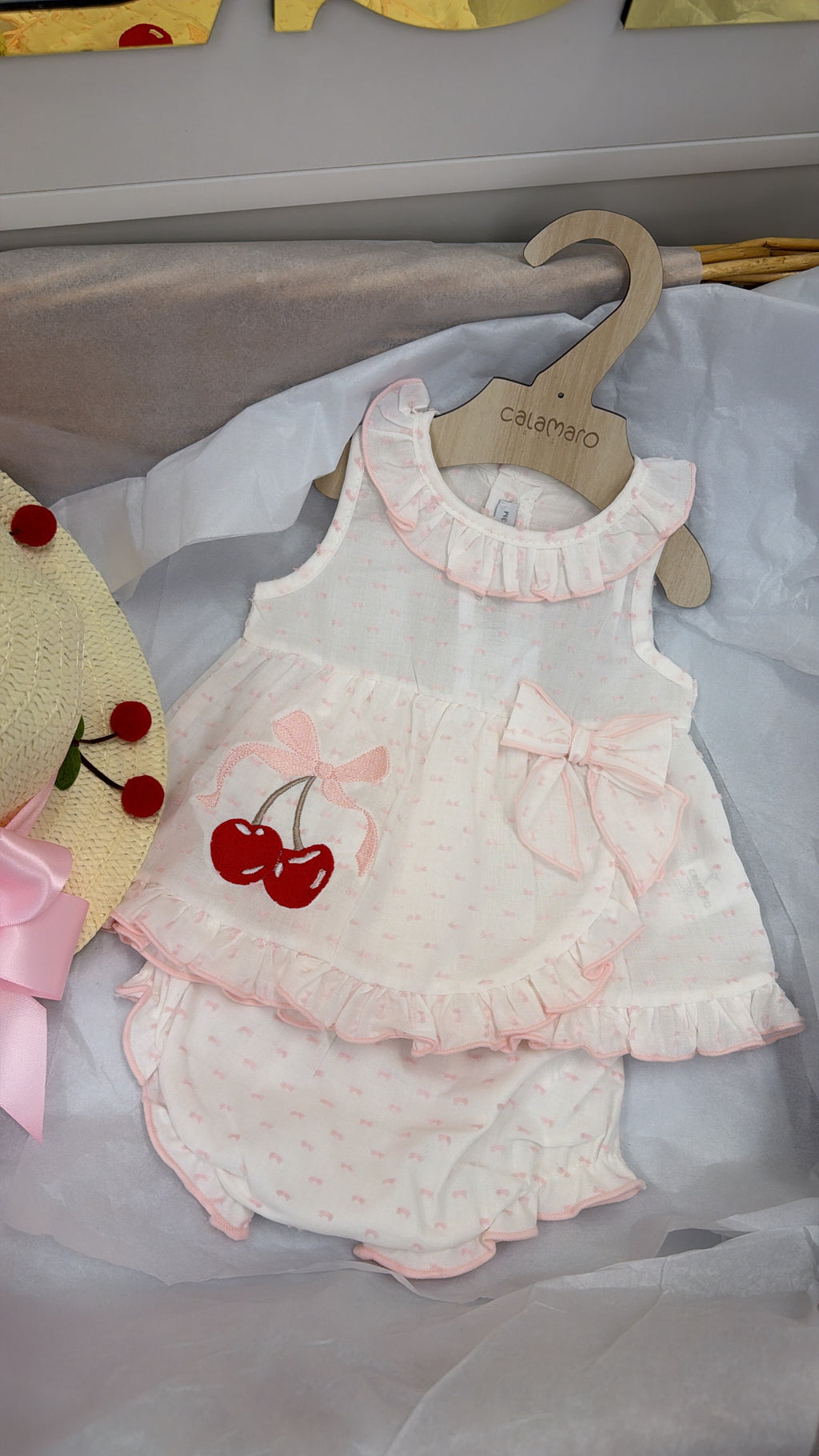 Cherry swing top, pants and hat