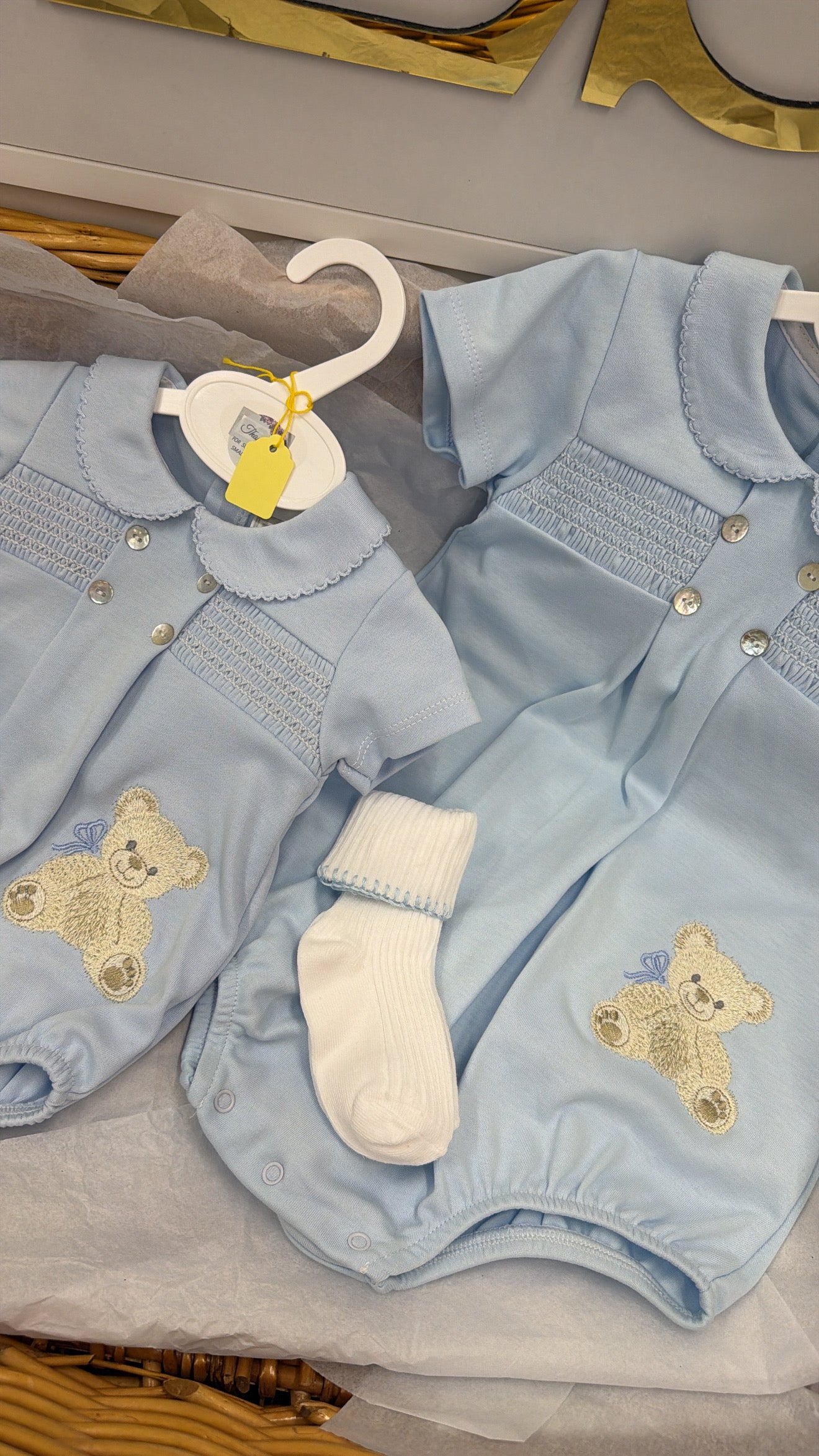 Baby blue bear romper & socks