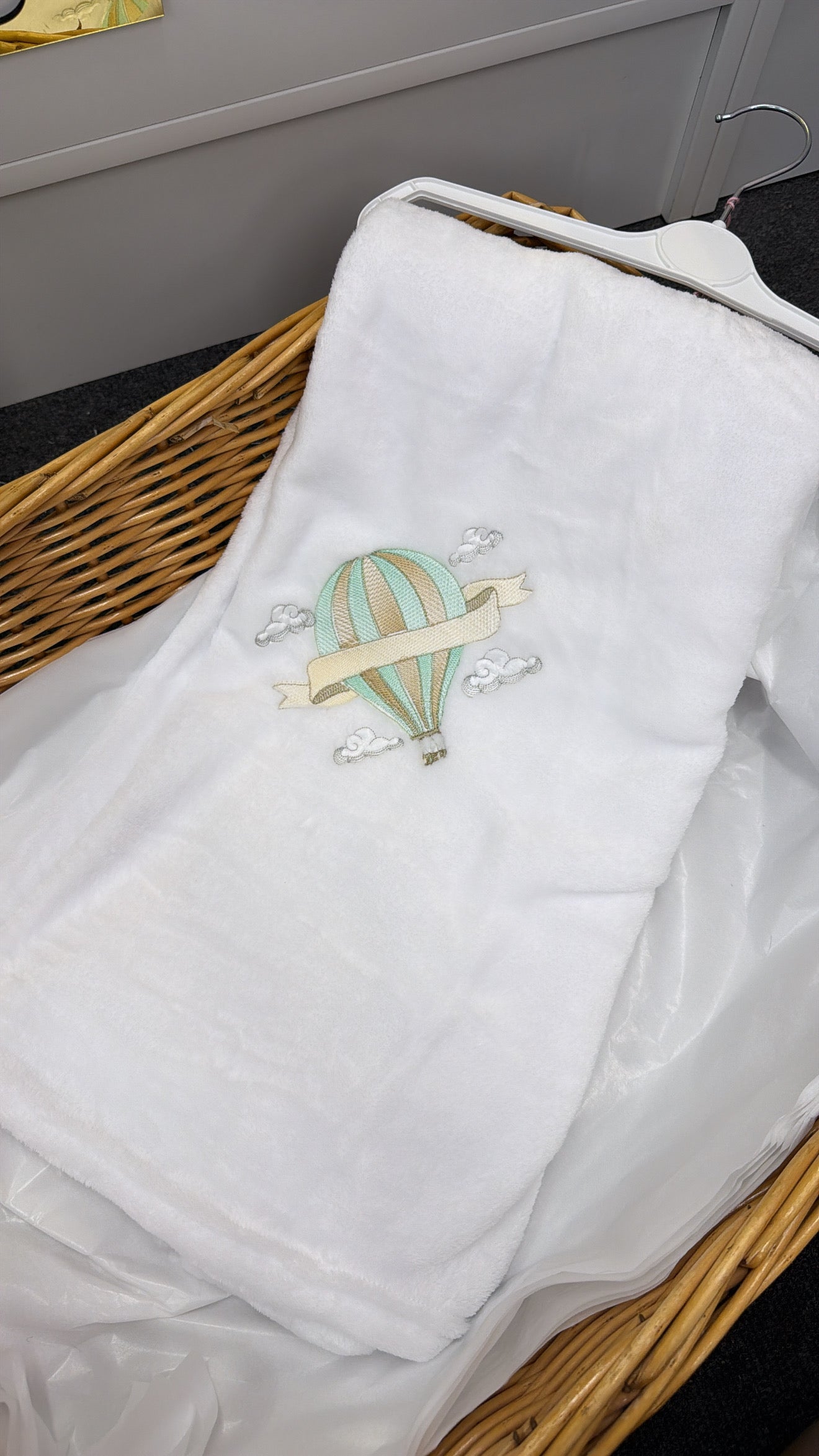 Mint hot air balloon blanket