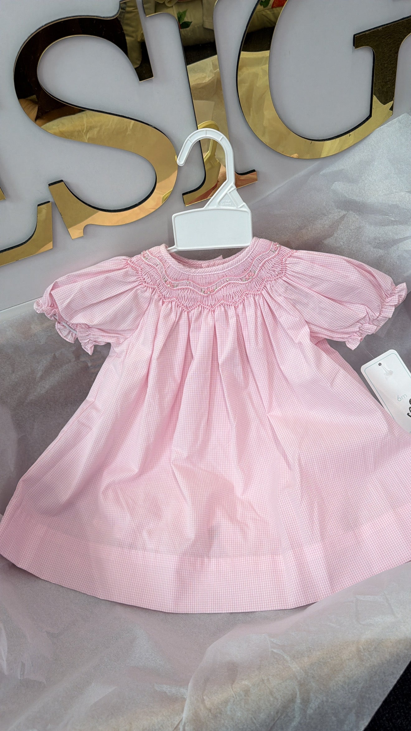 Pink smocked day Dress