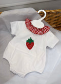 Strawberry gingham romper