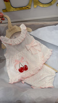 Cherry swing top, pants and headbow