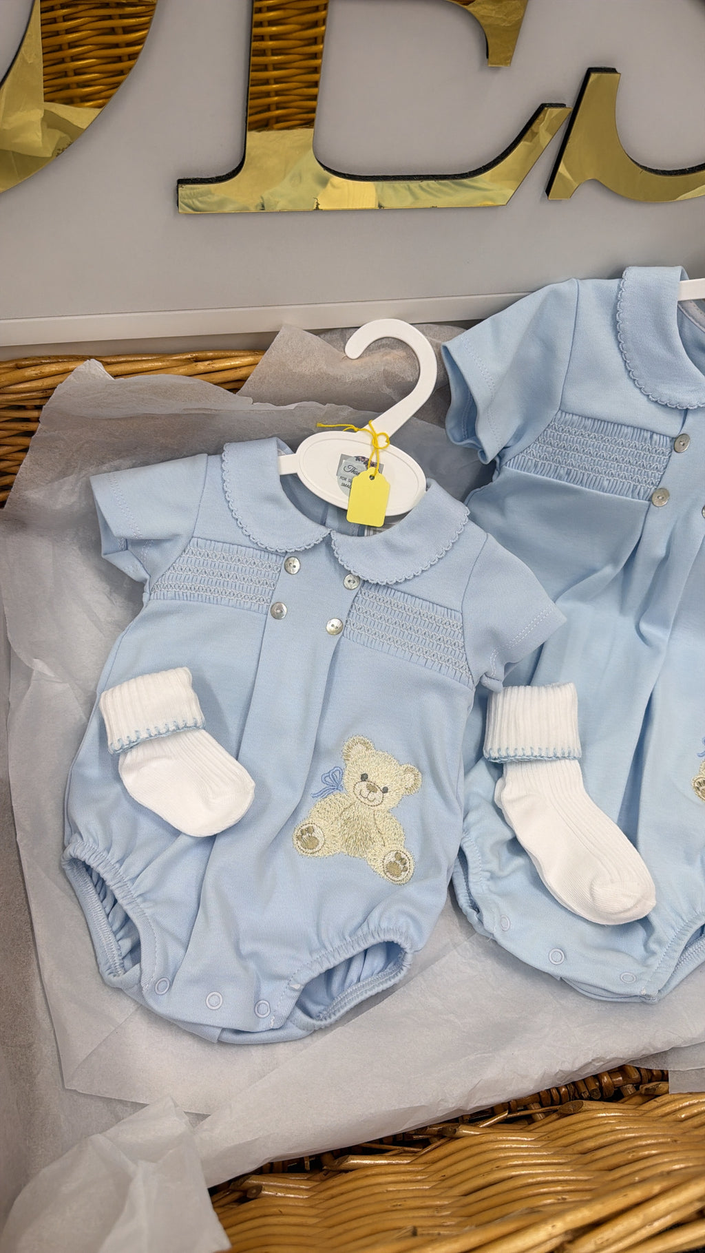 Baby blue bear romper & socks