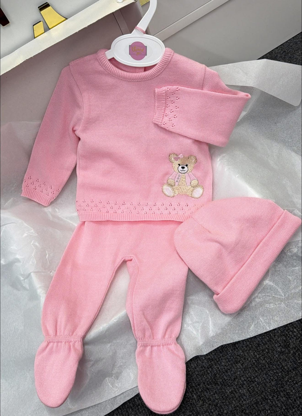 Knitted bear 3 piece outfit