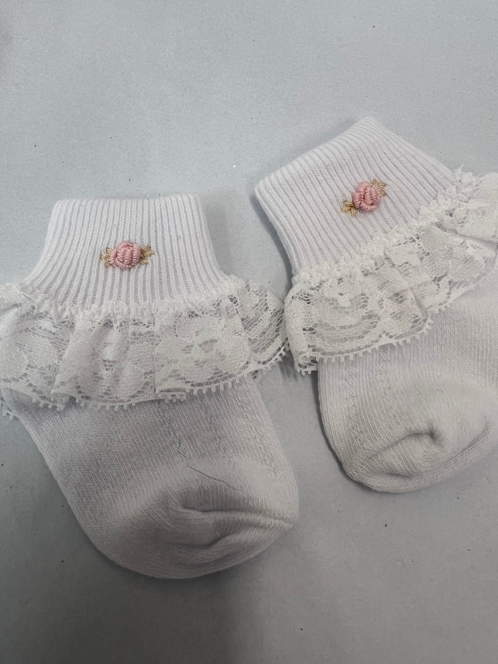 Girls socks with pink rose