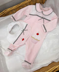 Velour cupcake babygrow&Bib