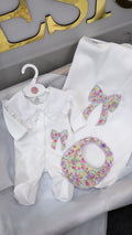 Lilac floral bow babygrow&bib (blanket sold separately)