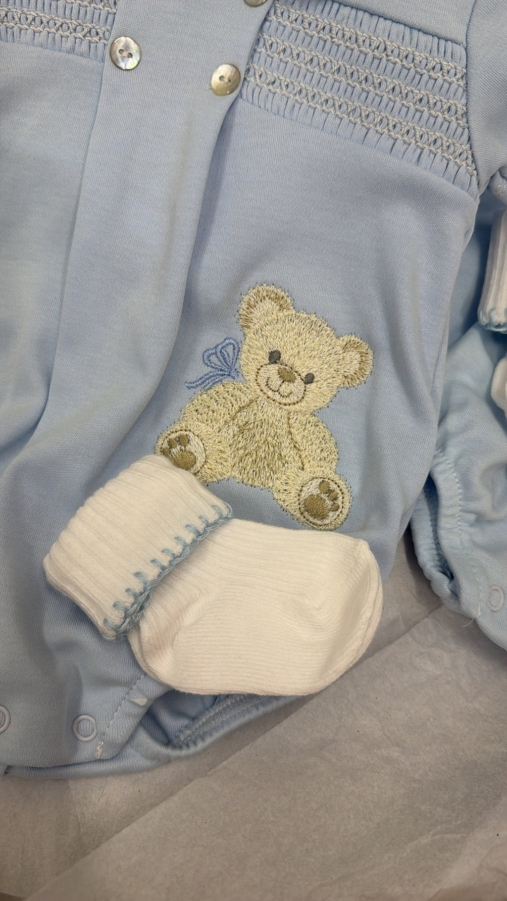 Baby blue bear romper & socks