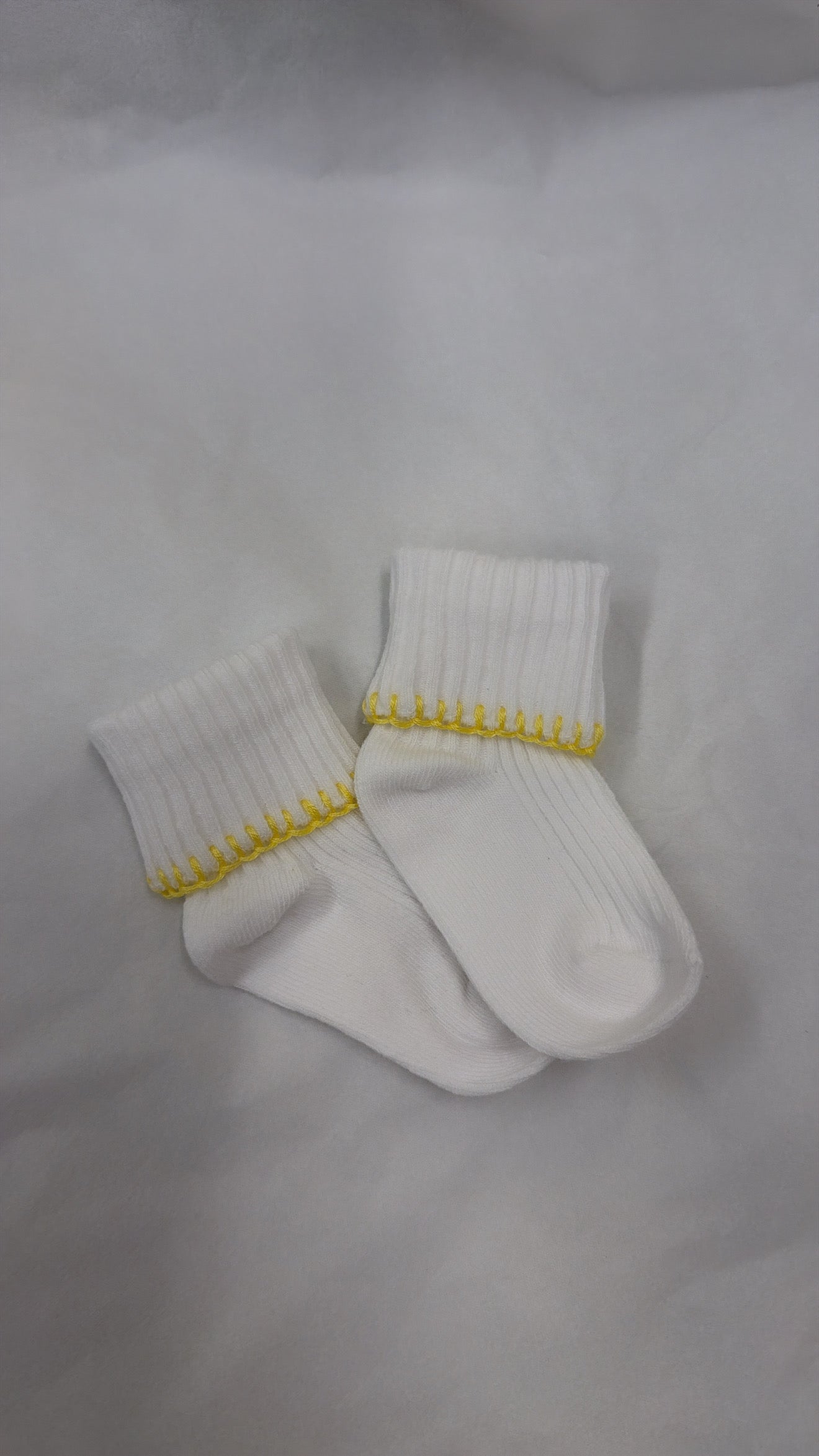 Yellow hand embroidered socks