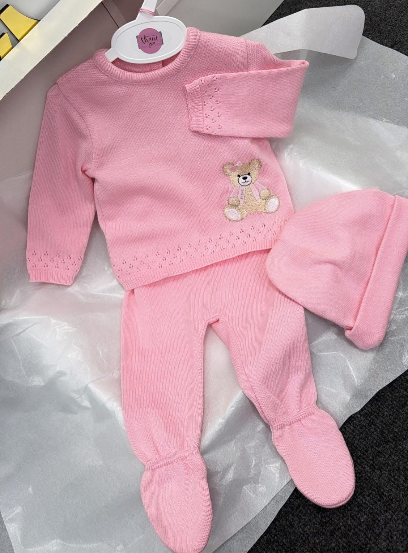 Knitted bear 3 piece outfit