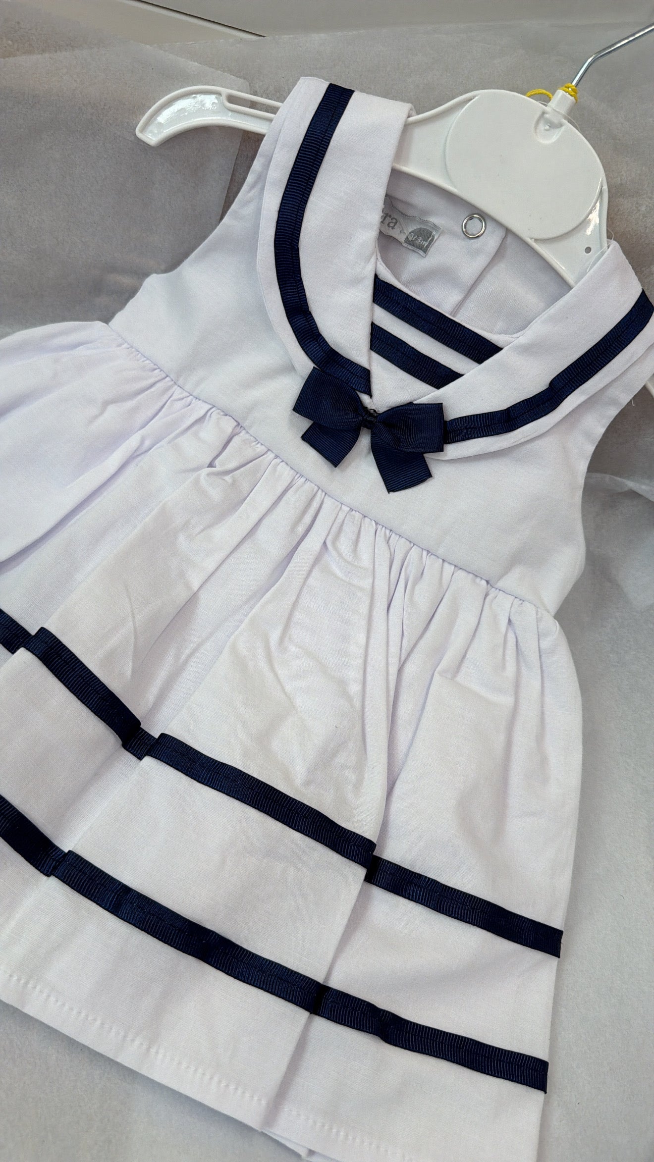 White & Navy girls sailor dress