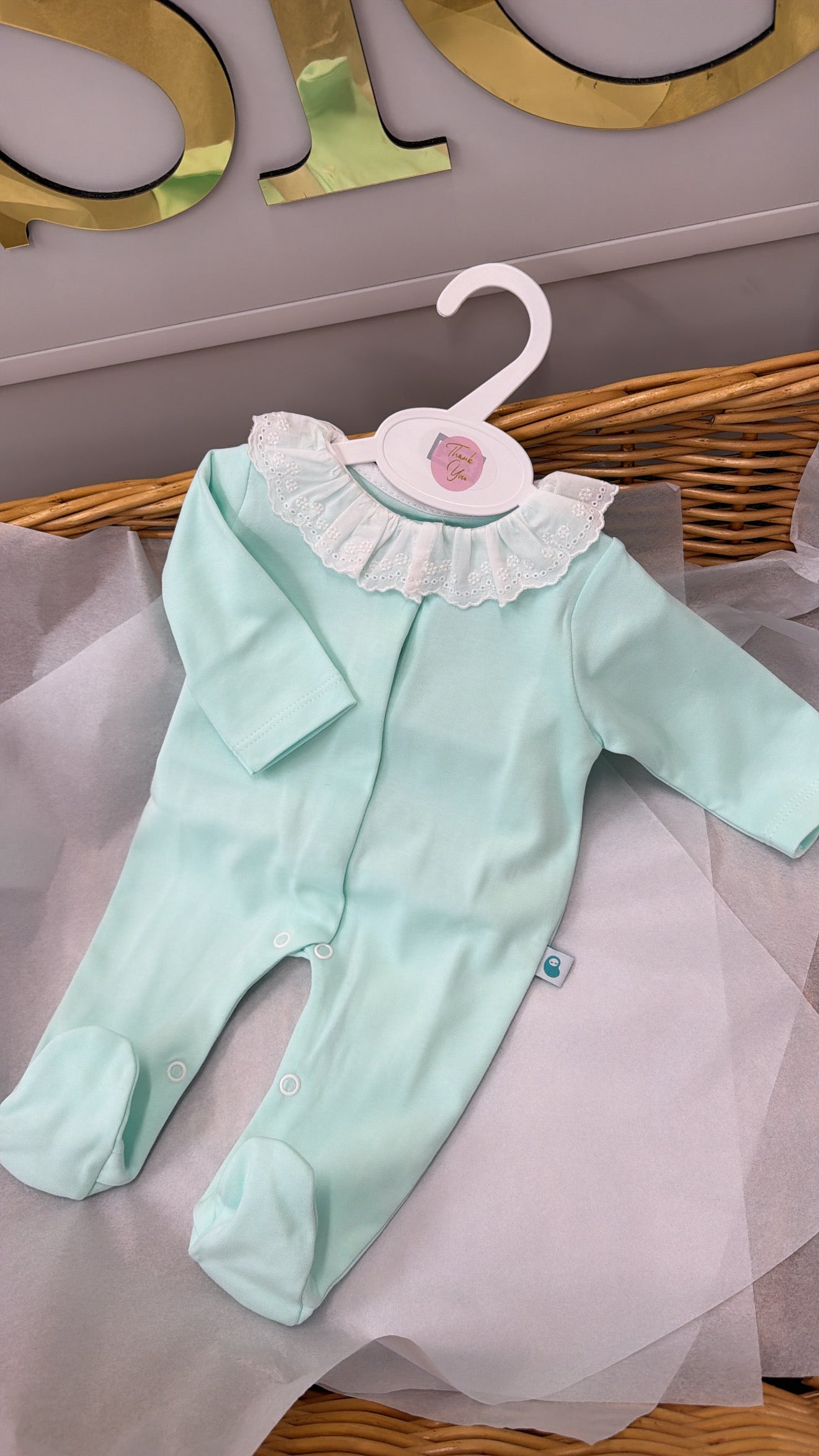 Girls Mint green babygrow