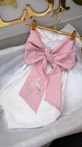 Pink stork swaddle & bow