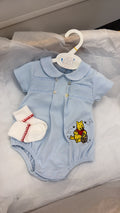 Blue winnie smock romper with socks SALE