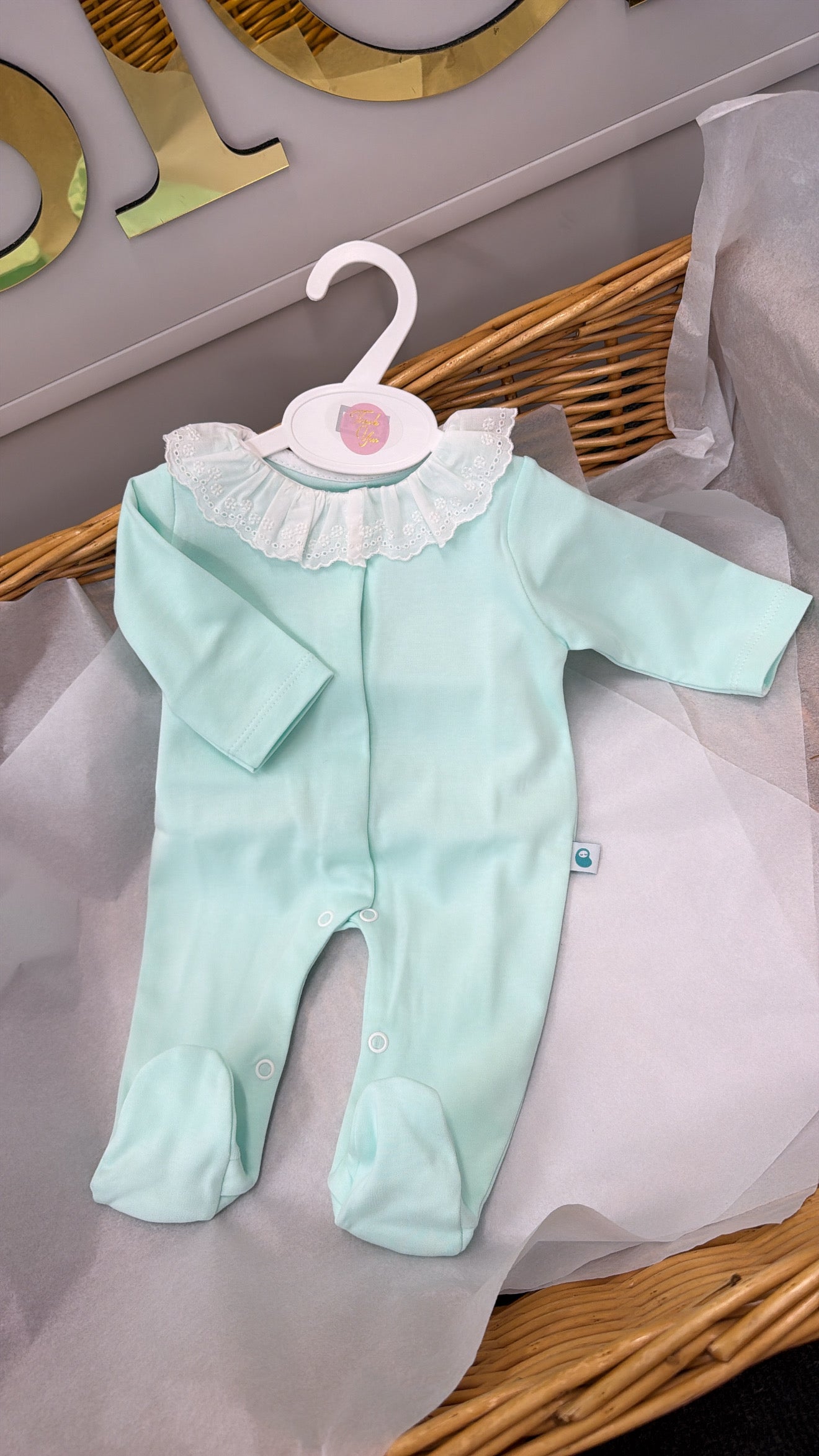 Girls Mint green babygrow