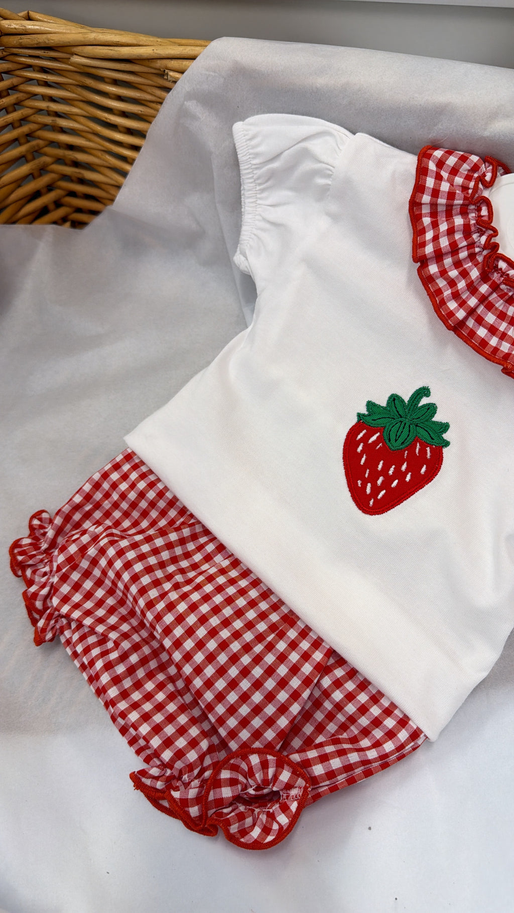 Strawberry gingham pant set