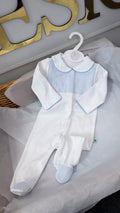 Baby blue stripe cotton babygrow
