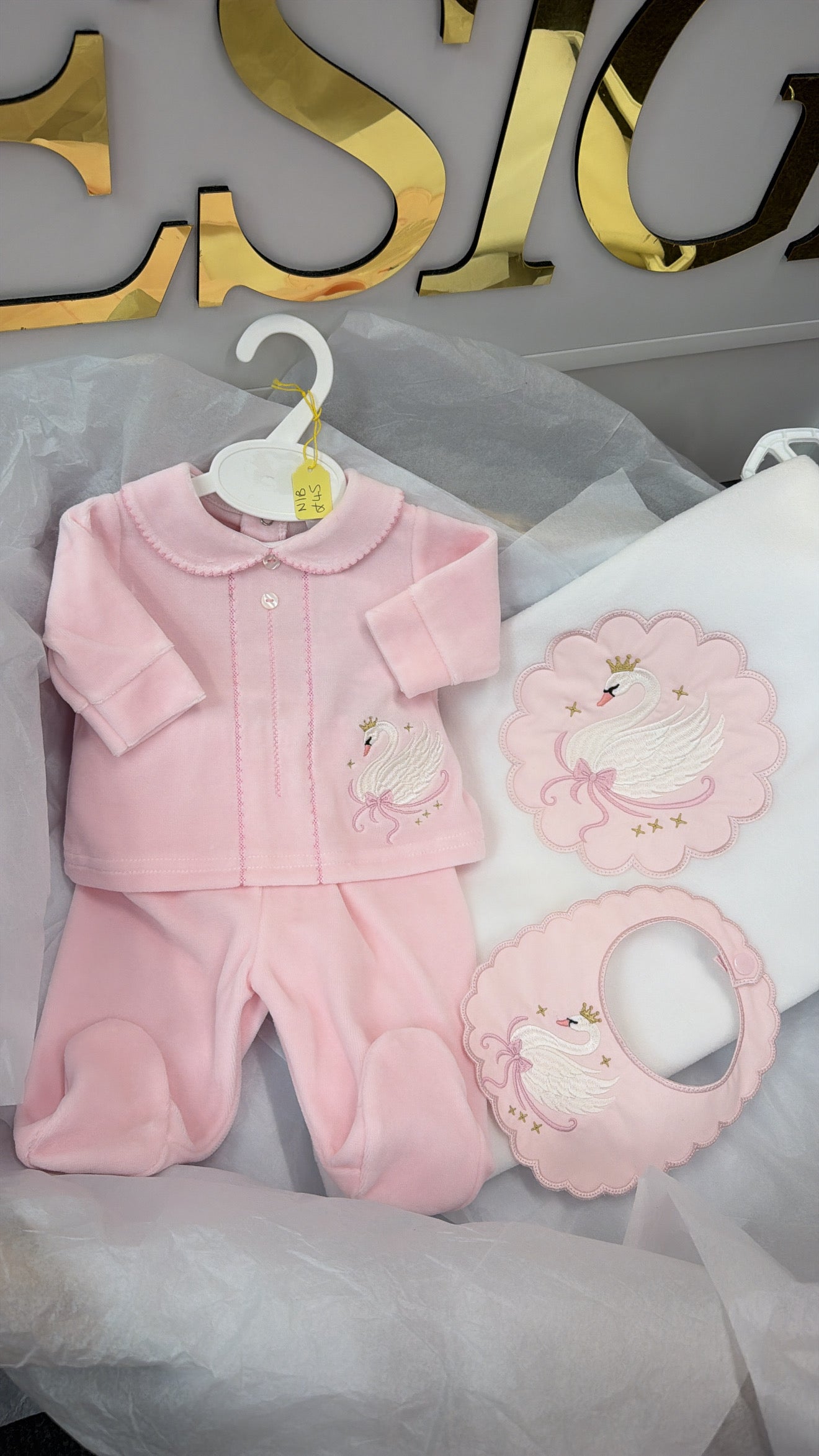 Swan outfit and bib (blanket sold separately)