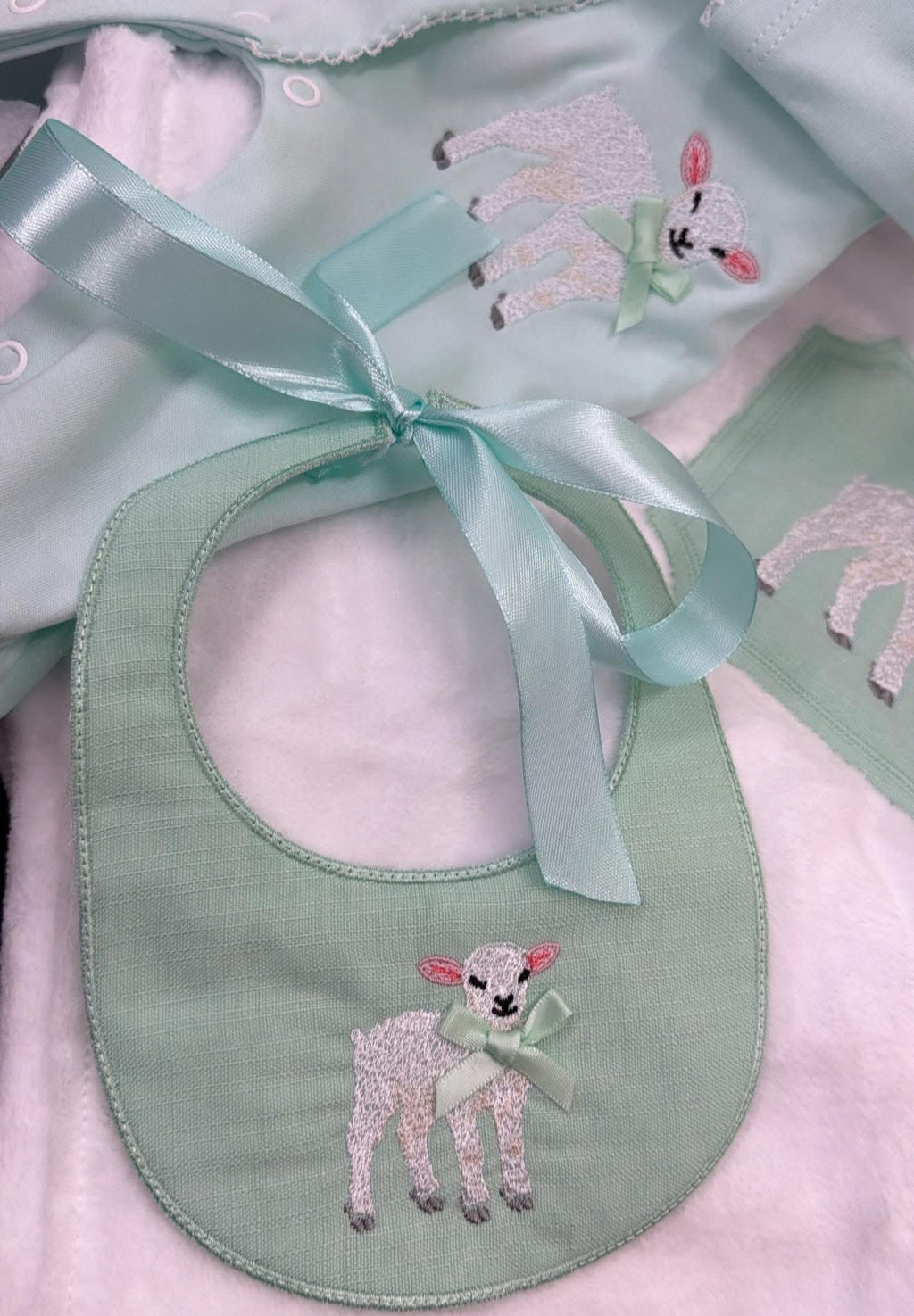 Mint Green Lamb Baby Grow Set ( blanket sold separately)