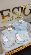 Baby blue bear romper & socks