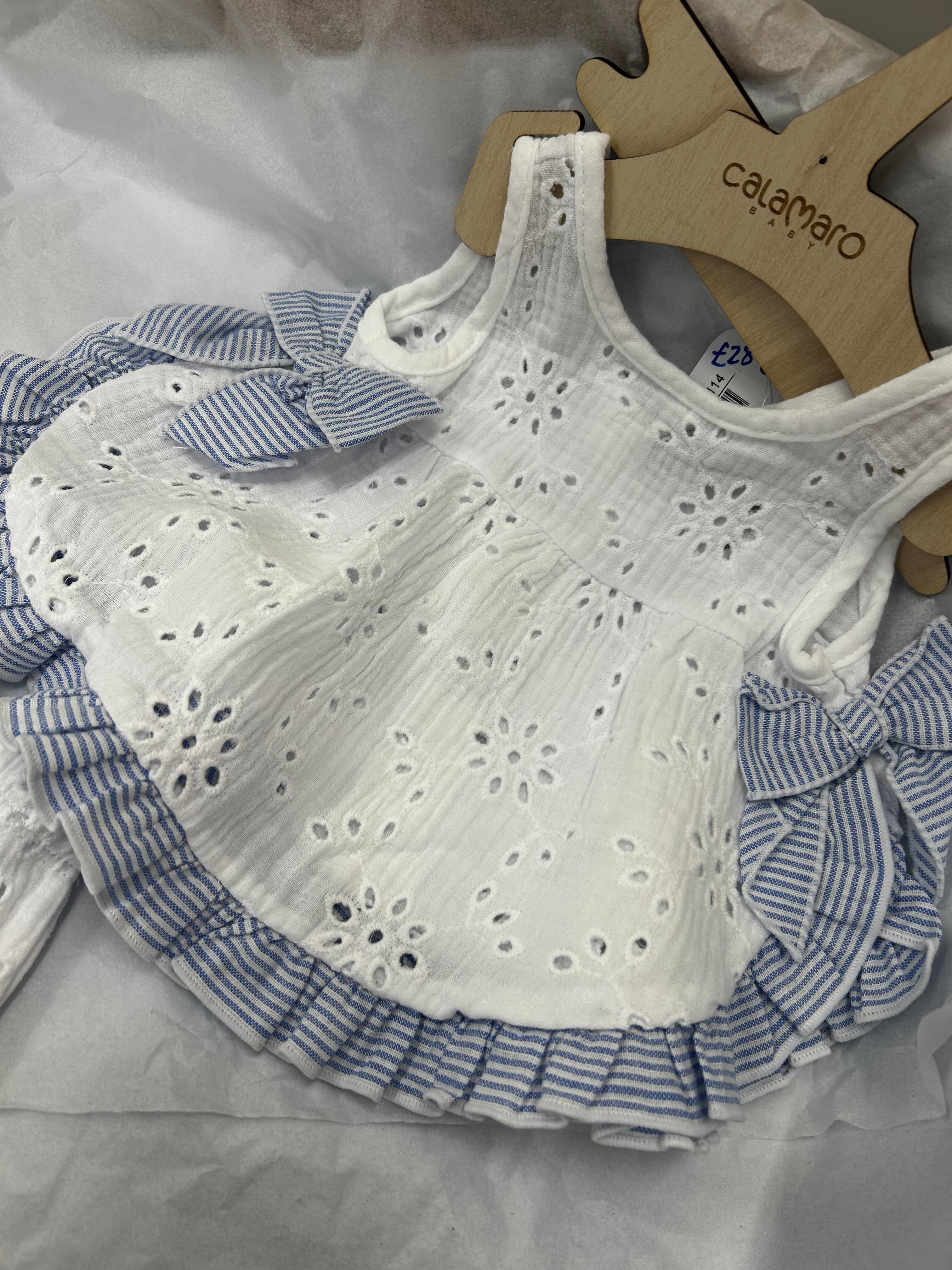 Blue & white bow pant set