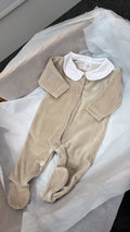 Camel velour babygrow