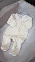 Cream velour babygrow