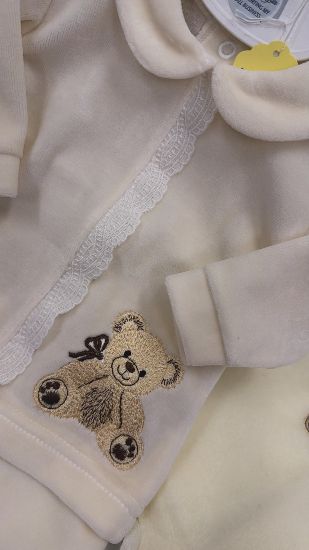 Cream velour two piece with bear (blanket sold separately)