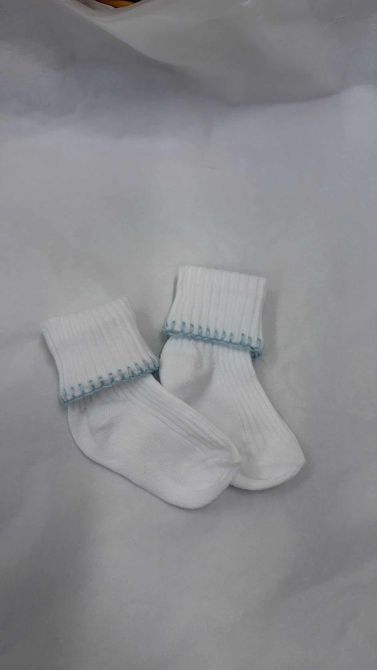 Hand embroidered Baby blue socks