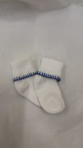 Mid blue hand embroidered socks
