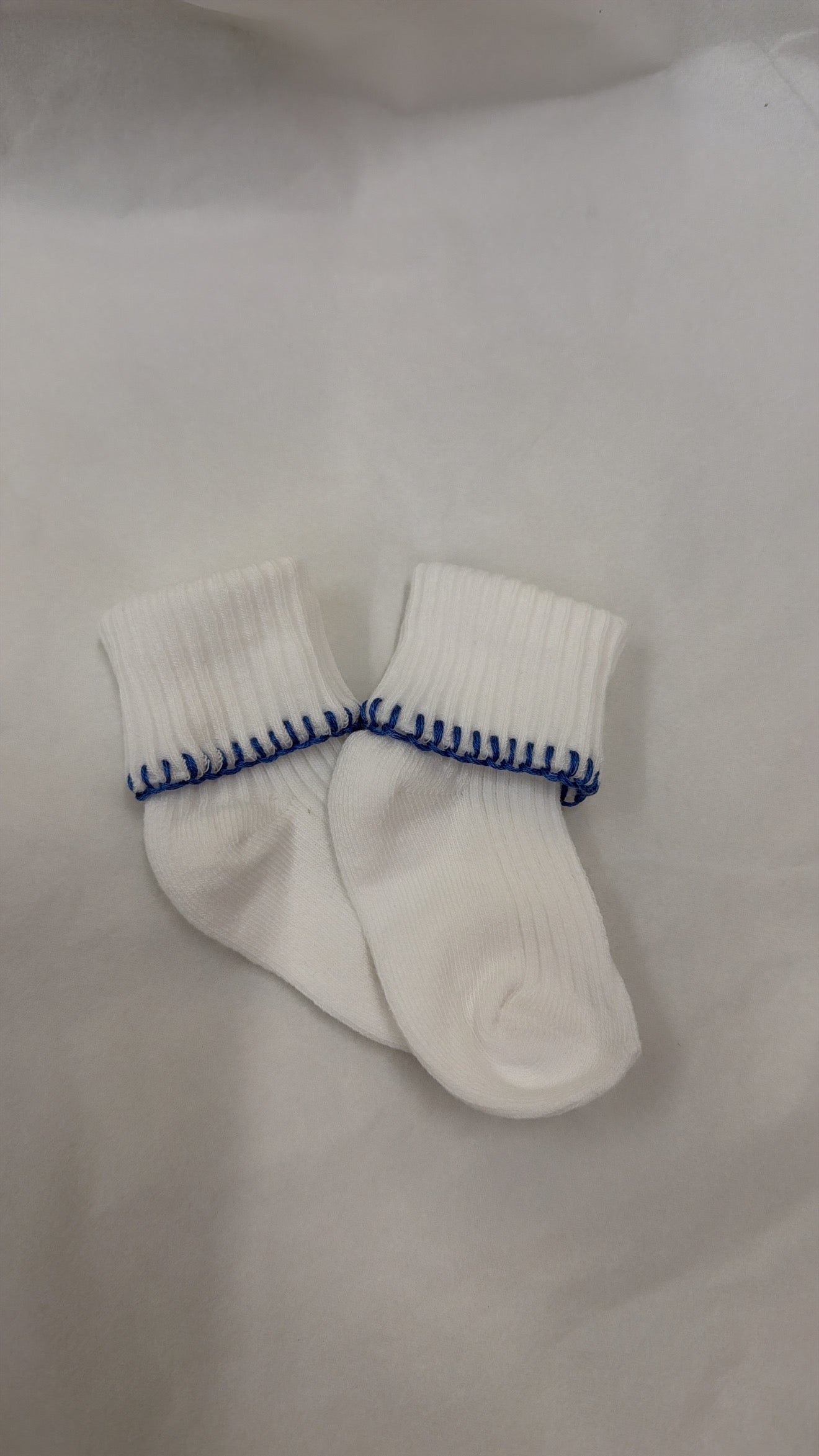 Mid blue hand embroidered socks