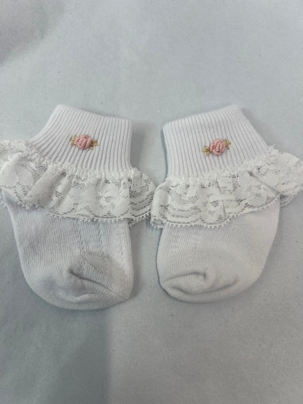 Girls socks with pink rose