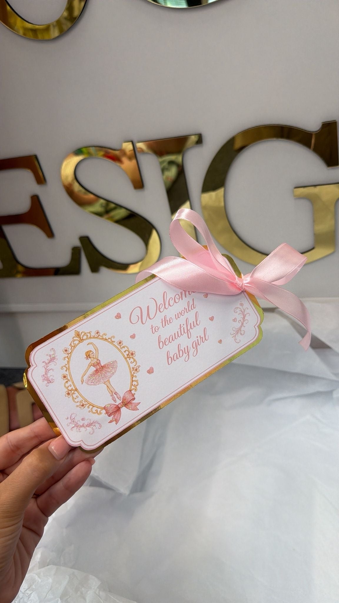 NEW - Pink ballet arrival tag (girl)