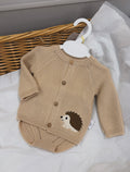 Beige knit pant set
