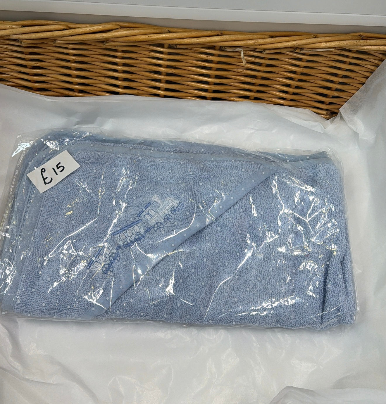 Blue train hooded towel