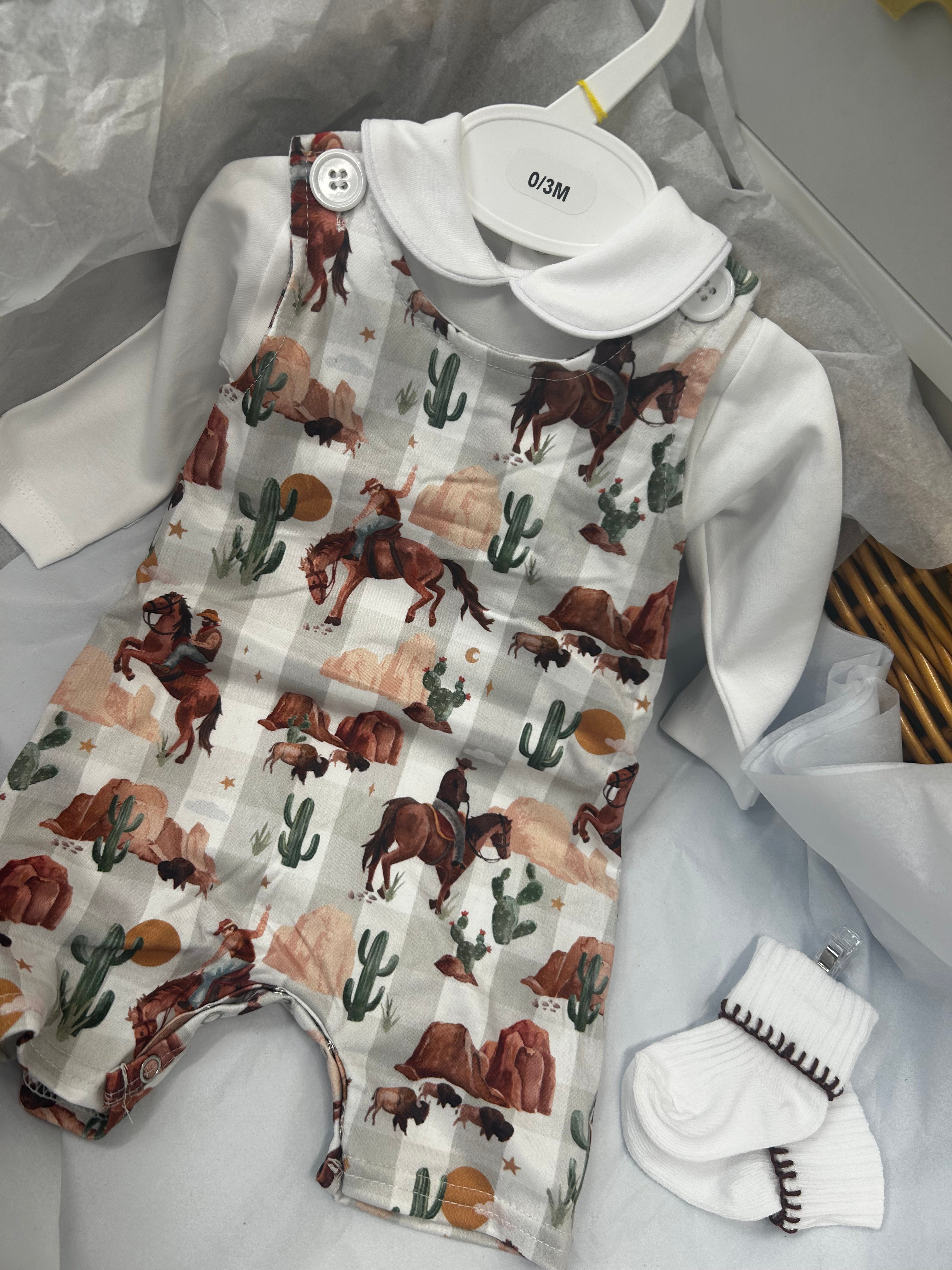 Cowboy romper & collared vest & socks