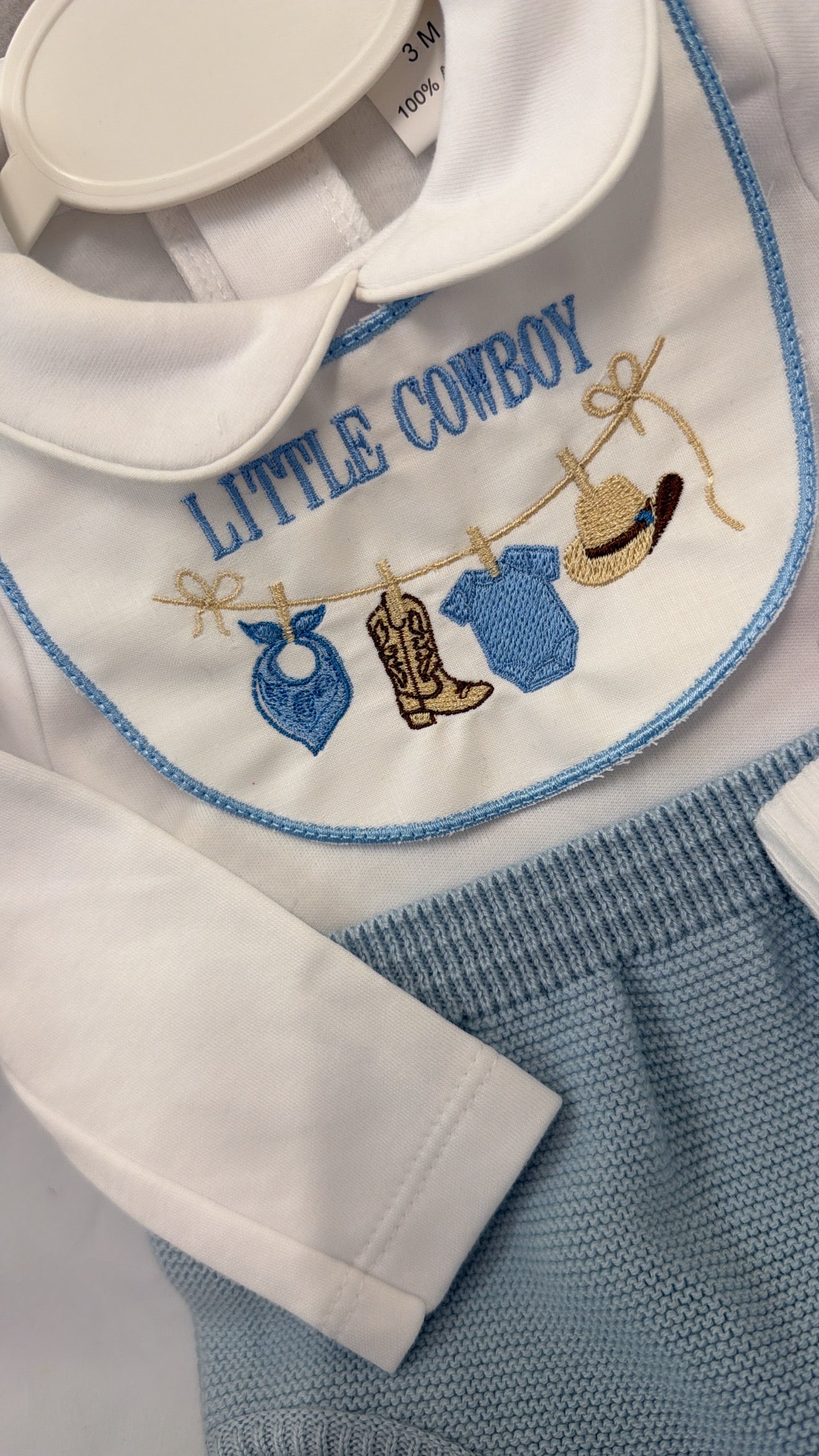 Blue cowboy pant set & socks & bib